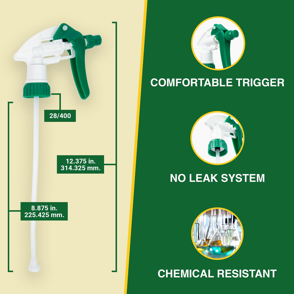 Heluva Green dip tube 9.25 inches with filter for precise spray.