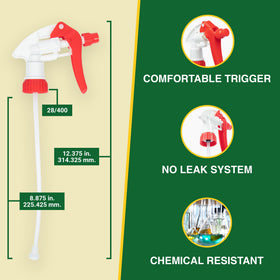 Heluva Green ergonomic 3-finger grip reduces fatigue while spraying.