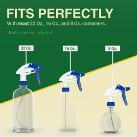 Heluva Green universal-fit nozzle top for multiple bottle sizes enables quick customization.