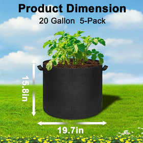 Hemikaki 20gal grow bag side view shows capacity for outdoor planting.