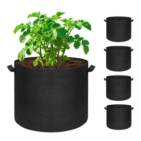 Hemikaki 5-pack 20gal grow bags front view ideal for balcony gardening.