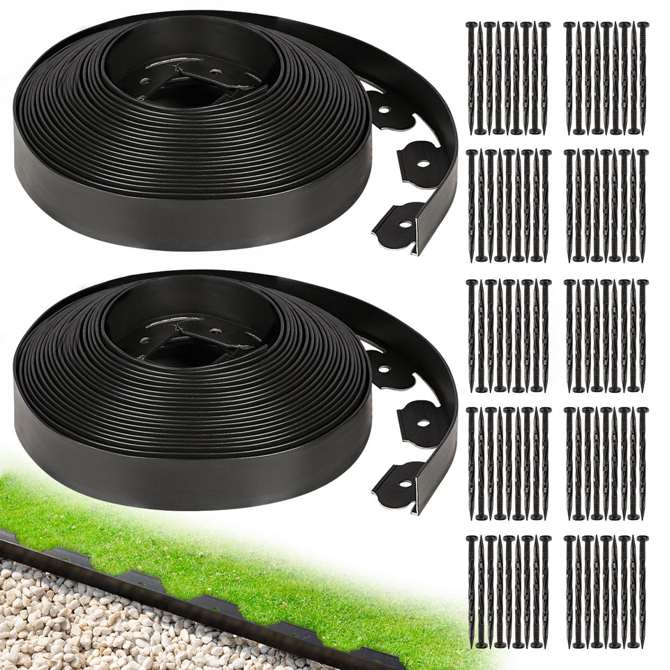 Hemikaki edging border defines clean lawn edges for a tidy yard