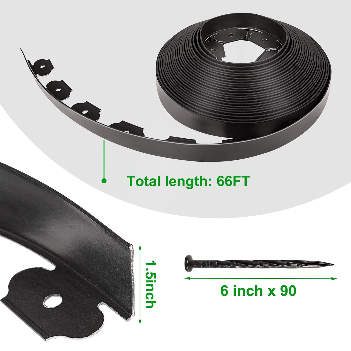 Hemikaki 90 spikes secure the border for lasting stability in any soil.