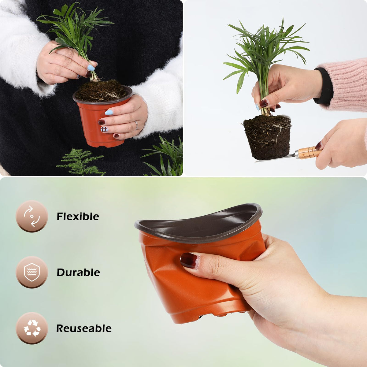 Hemikaki lightweight durable plastic pot for everyday gardening.