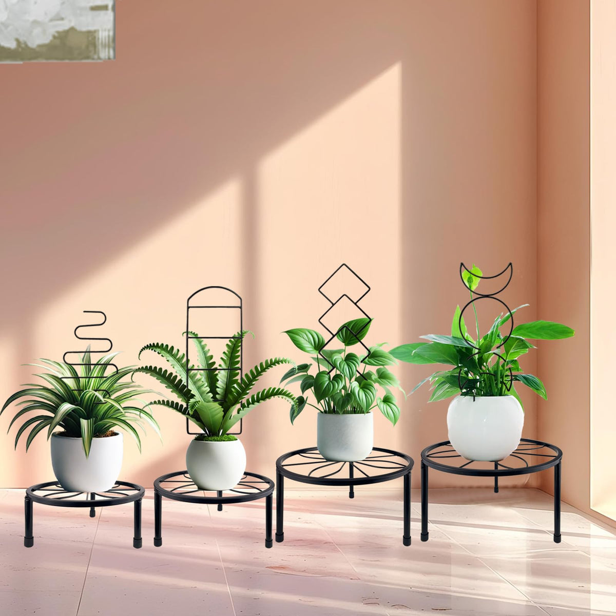HENABLE Heighten trellis pattern 3 adds modern iron art to pots.