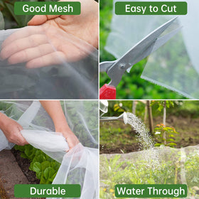 HENAYUK cut-to-size netting is easy to fit garden beds and containers.