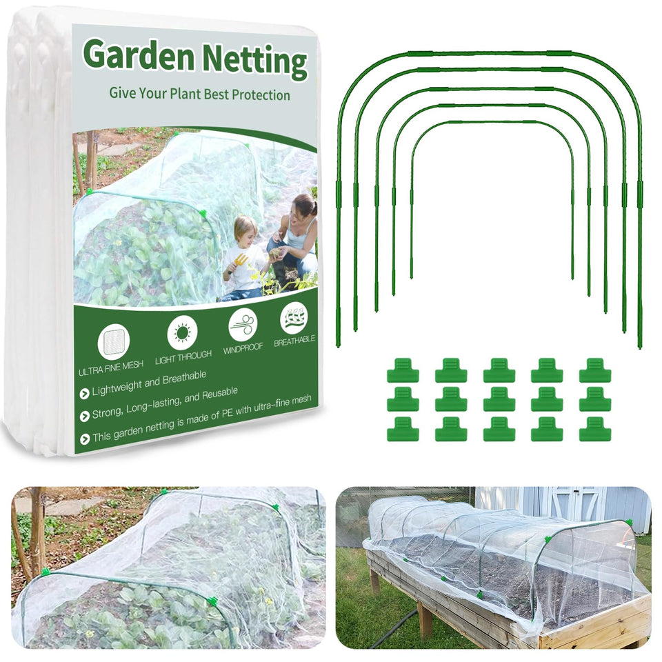 HENAYUK garden netting kit 8x20ft: ultra-fine mesh protects crops while sunlight passes