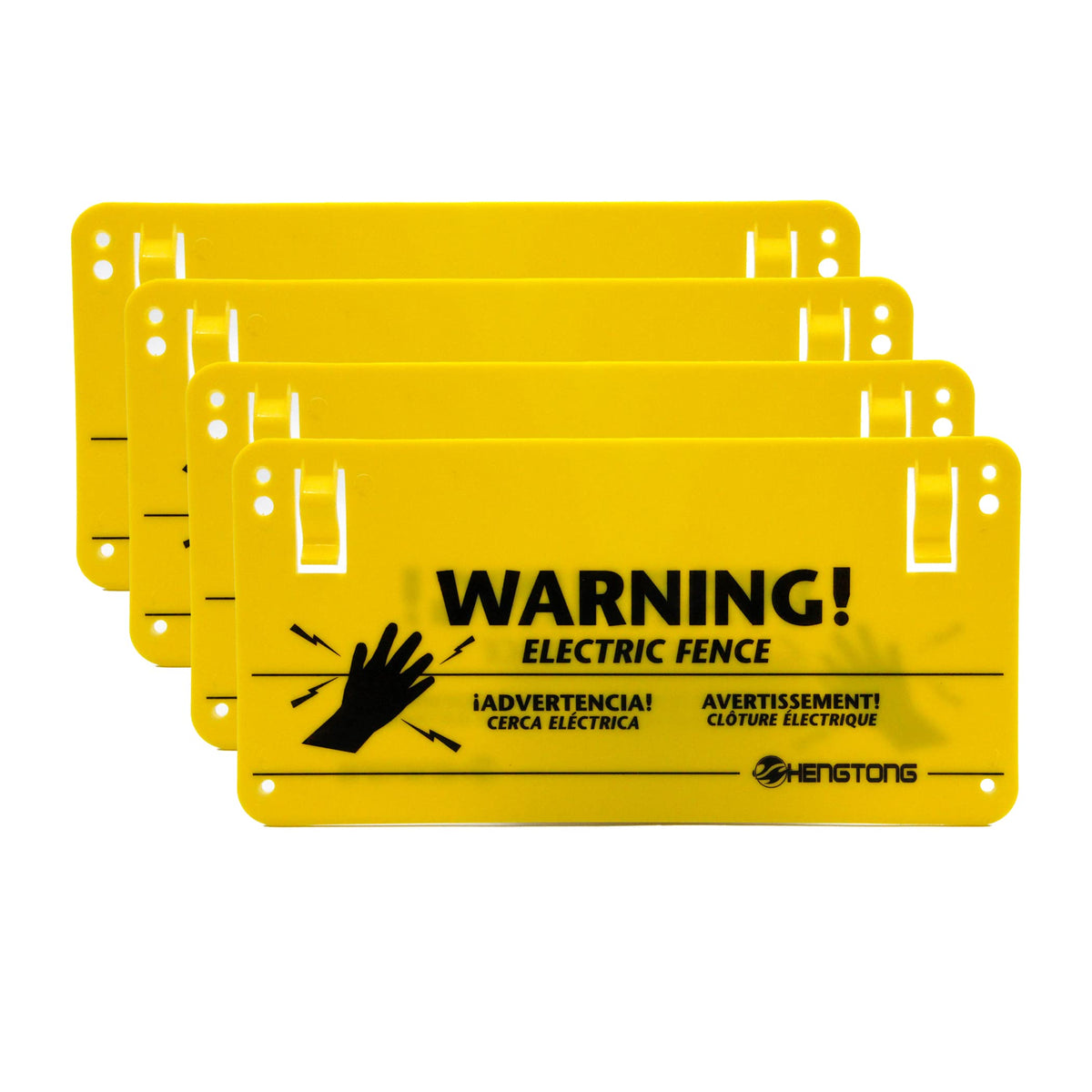 HENGTONG electric fence warning sign on bright yellow background increases outdoor visibility