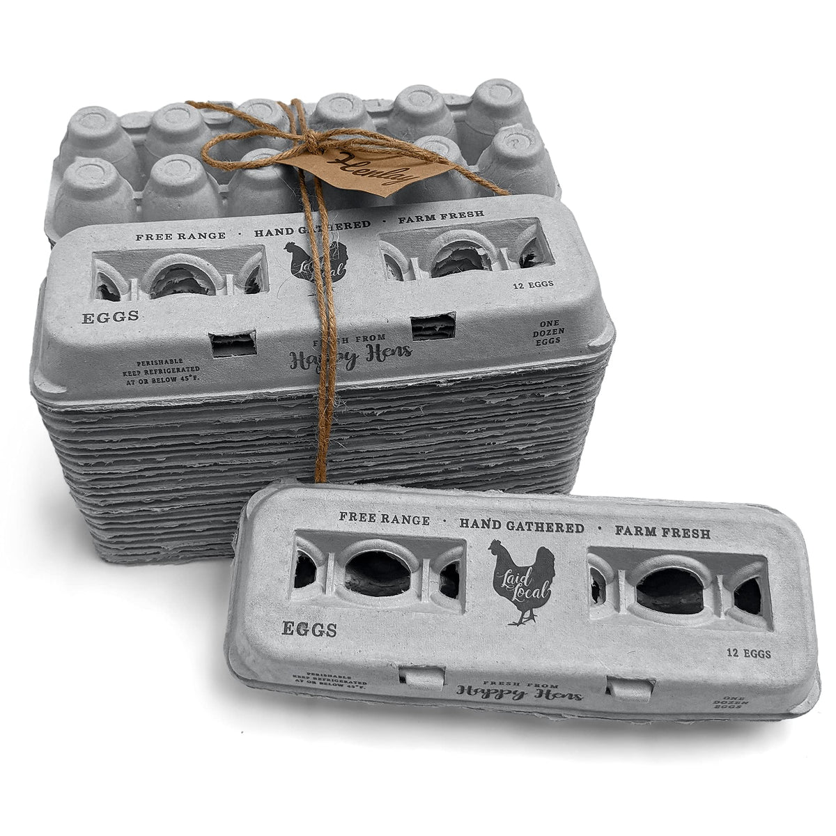 Henlay 25-egg carton farmhouse design, sturdy recycled paper for eco-friendly reuse