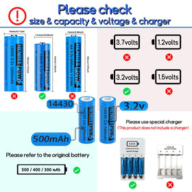 Henreepow 14430 battery beside AA/AAA for size comparison and easy device replacement