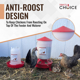 Hen's Choice waterer with hanging design offers flexible placement in the coop.