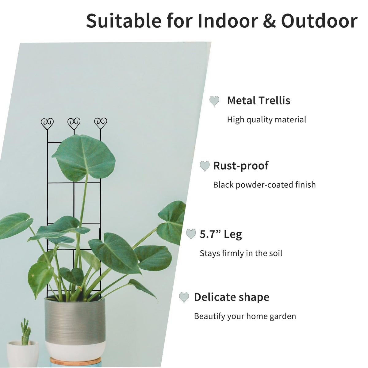 Hensal extended-legs-57in trellis stays firmly planted in pots