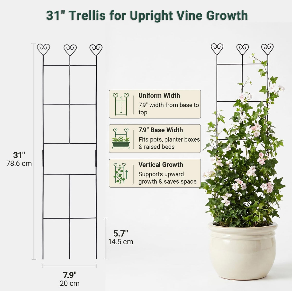 Hensal rustproof 30in trellis resists rust and weather, ideal for all-season use