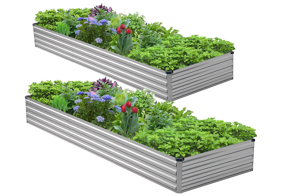 Henshwon galvanized raised bed 9x3x1ft, durable space for vegetables and flowers outdoors.
