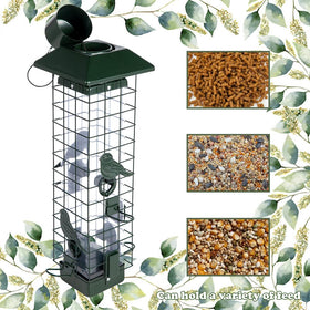 Henzavk large-capacity bird feeder green minimizes refills during busy seasons.