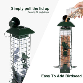 Henzavk metal-frame squirrel-proof green design for sturdy outdoor hanging.