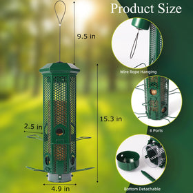 Henzavk metal wild bird feeder with 6 ports supports multiple birds at once