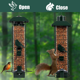 Henzavk transparent pipeline bird feeder green showing seed level at a glance.