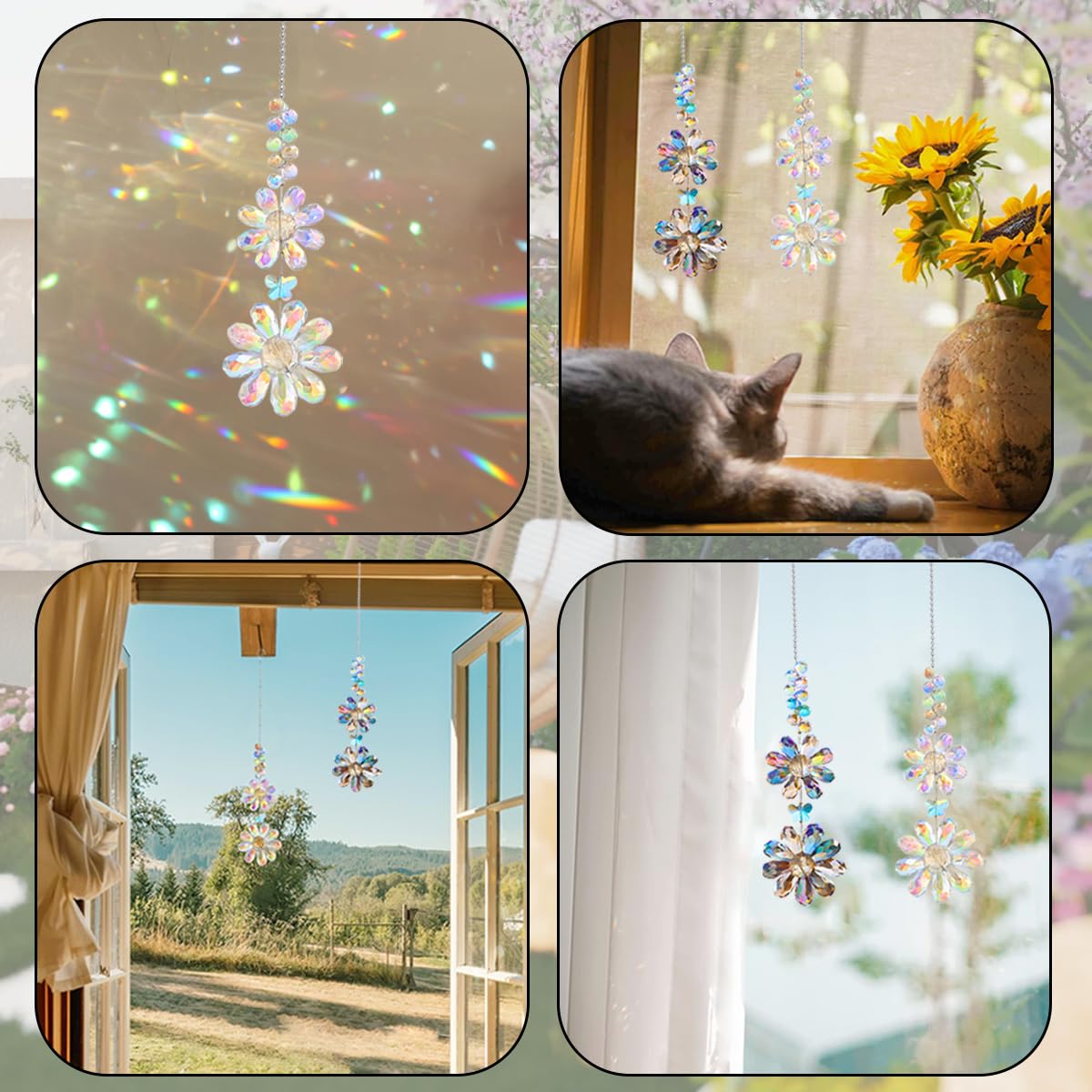 Heogacinlia garden balcony sun catcher prisms brighten porches and trees