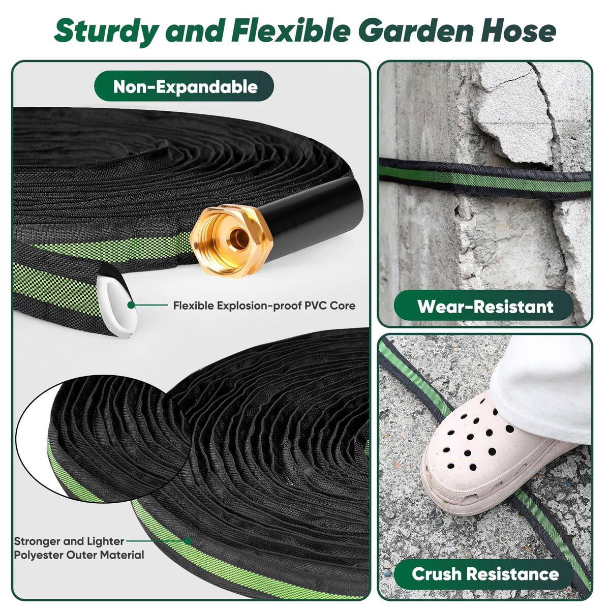 Hepciee garden hose lightweight body easy to maneuver around the yard