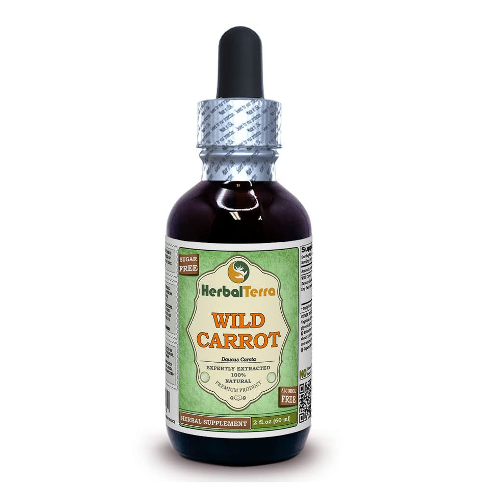 Herbal Terra LLC Wild Carrot bottle pour, alcohol-free glycerite ideal for daily balance