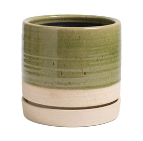 HERDUK 6inch ceramic pot with green cracked glaze, ideal for indoor greenery.