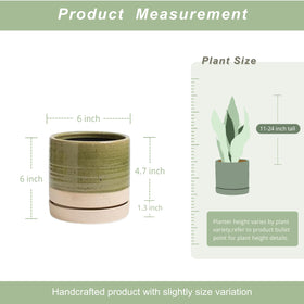 HERDUK indoor-outdoor round planter with beige-green glaze complements any space.