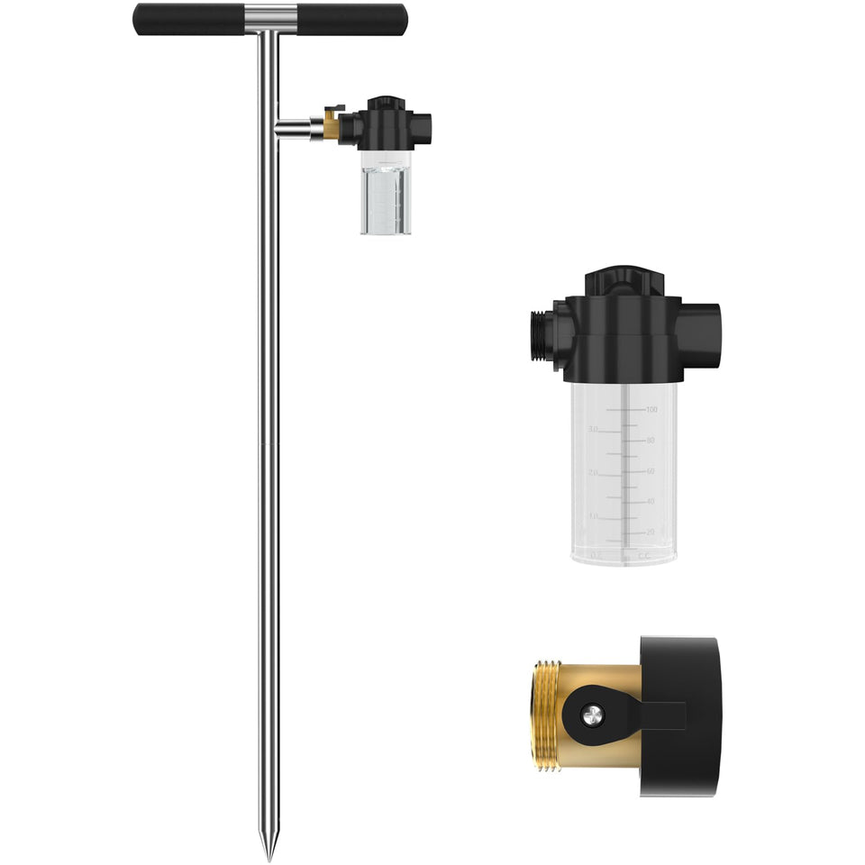 Hermsche deep root watering tool with 4-hole design delivering water to the root zone