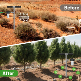 Fertilizer bottle connection on Hermsche tool for combined watering and feeding