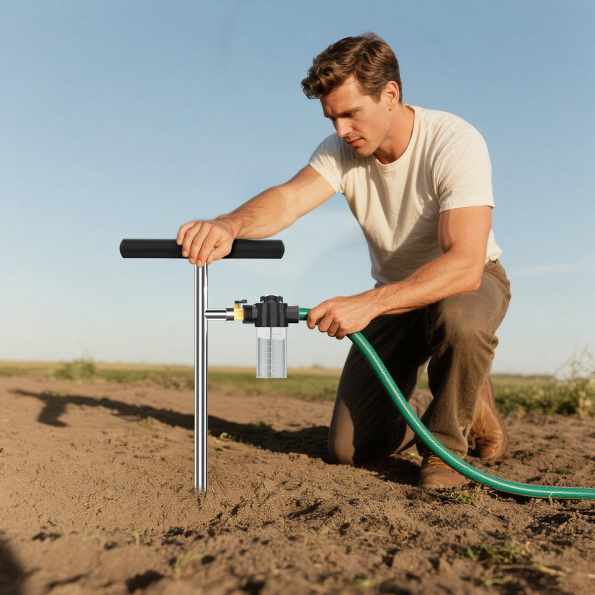 Non-slip grip on Hermsche watering spike for secure handling