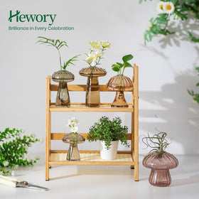 Hewory amber mushroom decor jar highlights clear glass and plant cuttings