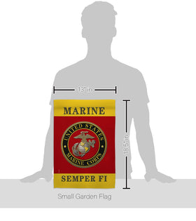 Hexagram Semper Fi flag back view ensures visibility from multiple angles in the yard