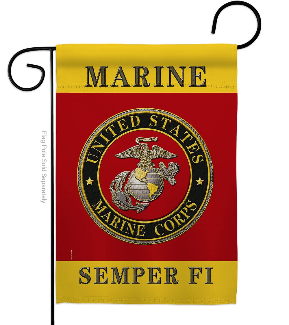 Hexagram Semper Fi flag front view showing double-sided design for outdoor display