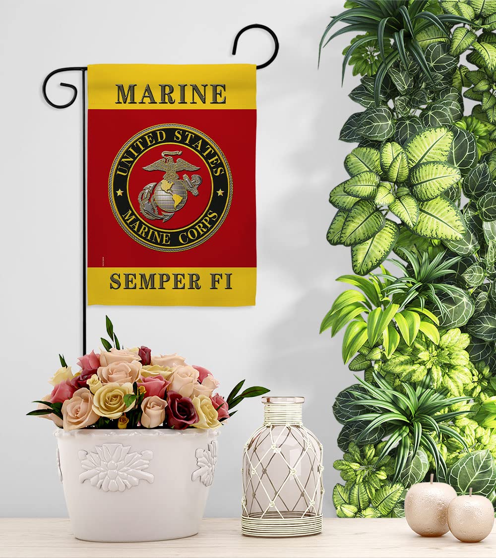Hexagram Semper Fi flag garden display for porches, lawns, entryways