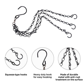 Heybe black plant hangers, pack of 3, ideal for indoor outdoor decor.