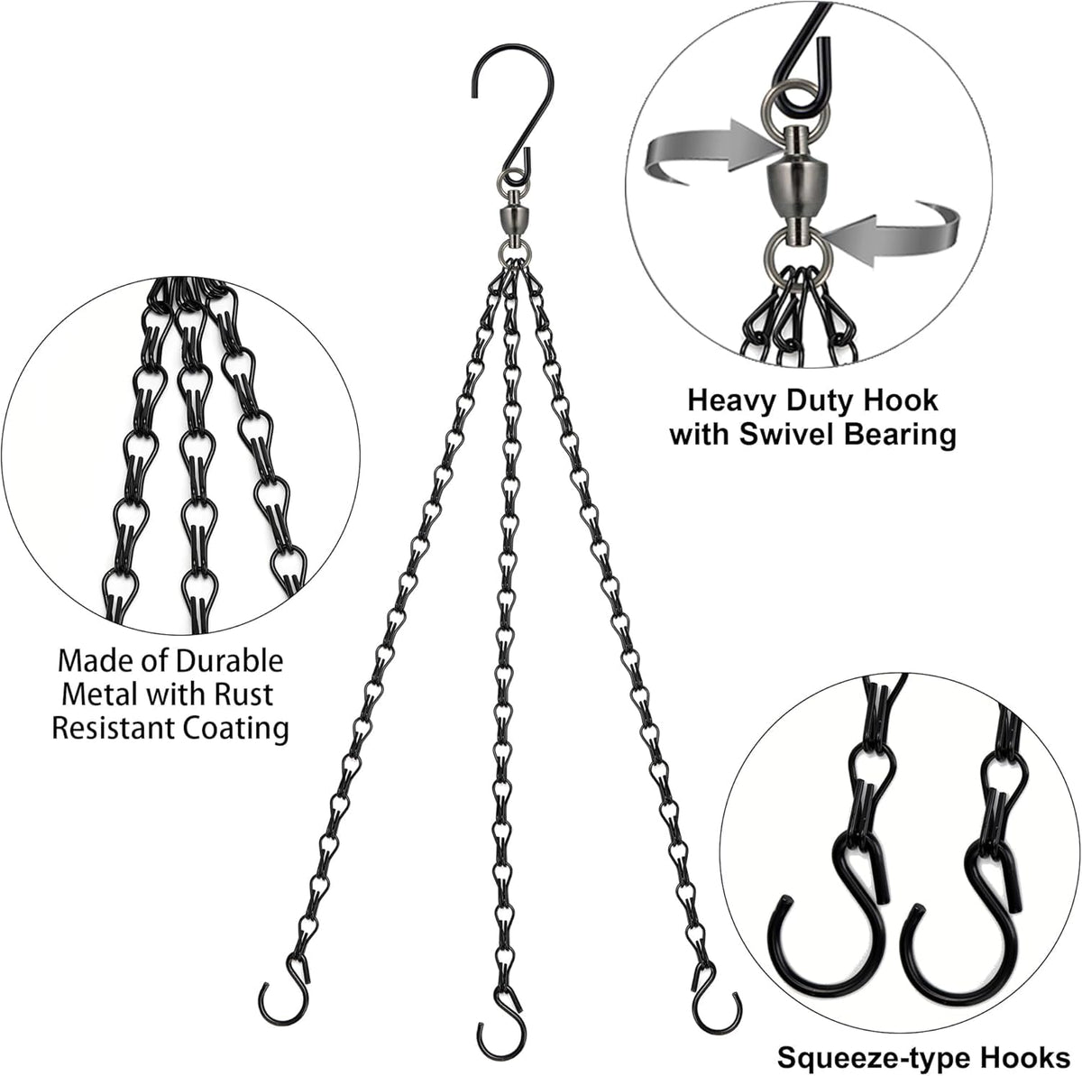 Heybe four-leads design hanging chain for improved stability