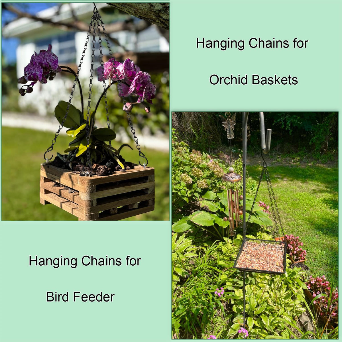 Heybe indoor-outdoor hanging chains suitable for baskets, lanterns, or wind chimes.
