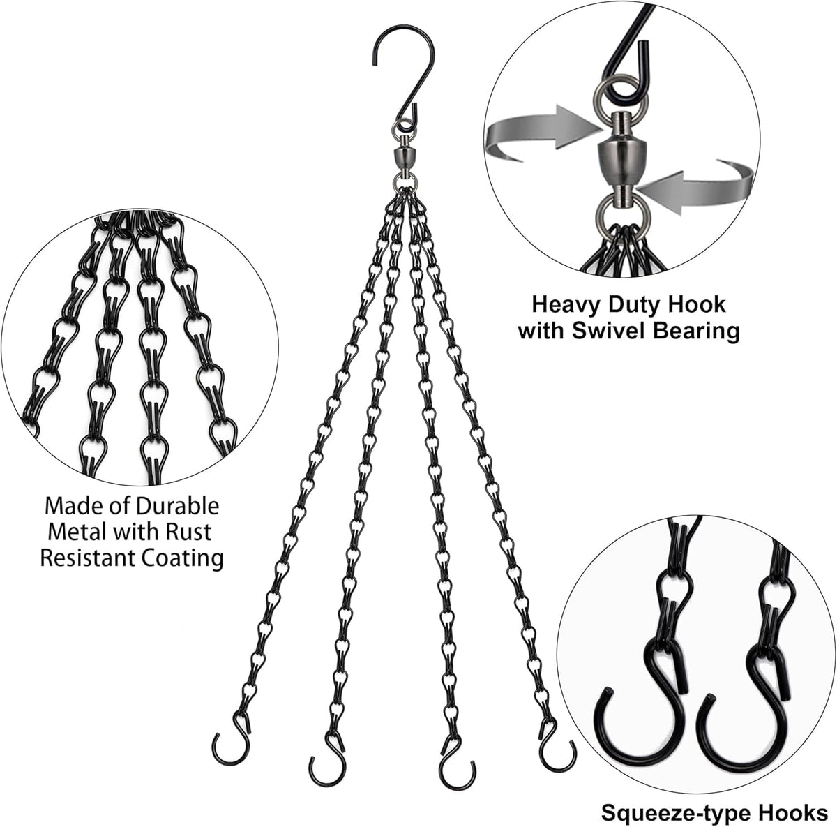Heybe iron hanging chain with rust resistant finish for indoor outdoor use