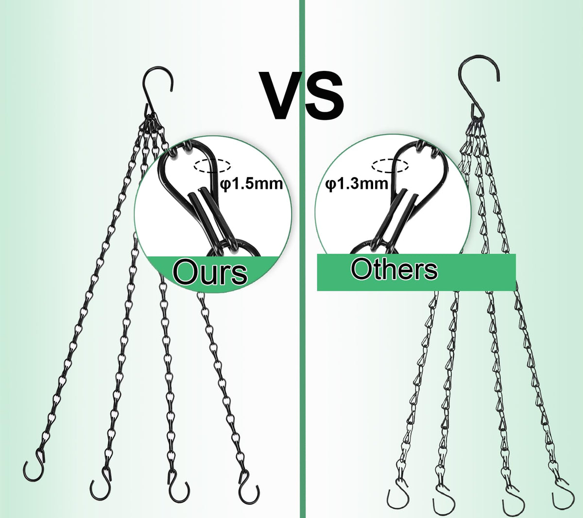 Heybe iron hanging chain with electrophoresis finish resists corrosion.