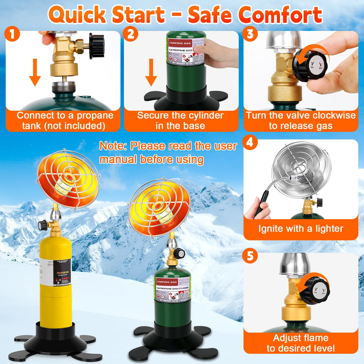 HEYDUOTON adjustable heat control knob lets you tailor comfort outdoors.