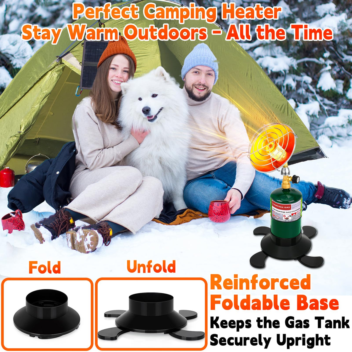 HEYDUOTON cordless outdoor heater offers easy carry for tailgates and hikes.