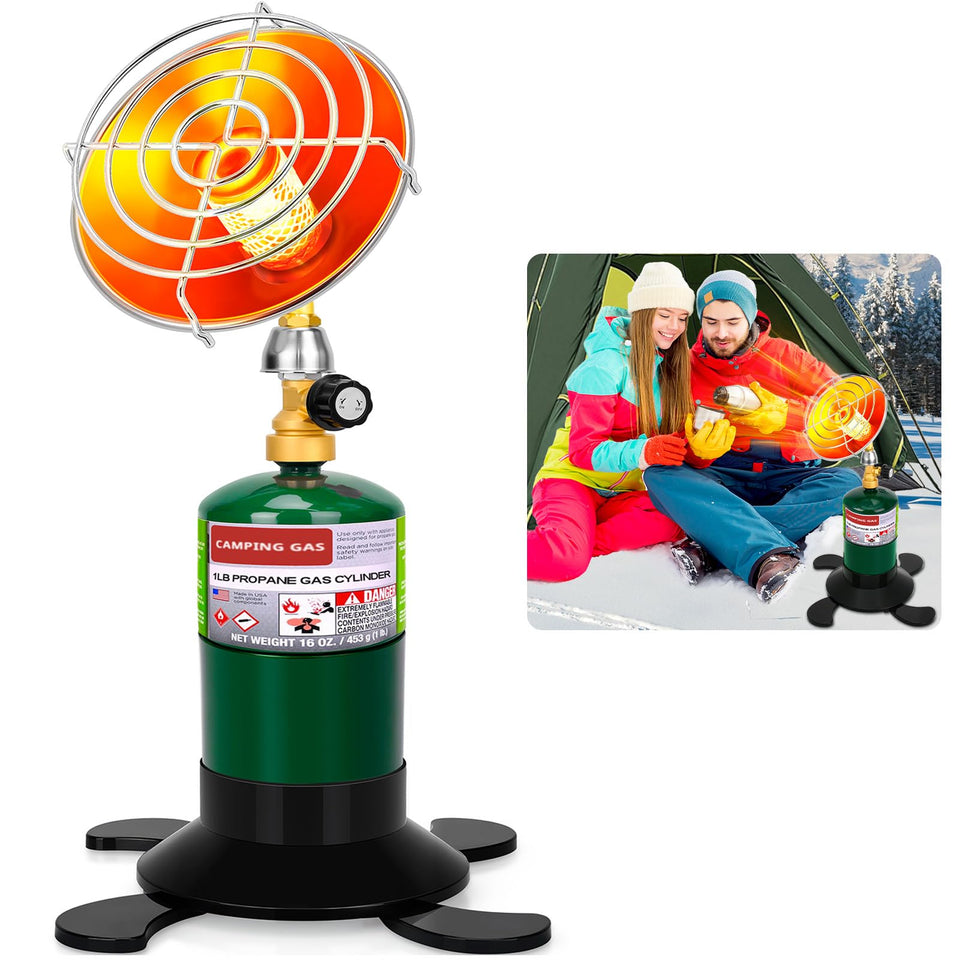 HEYDUOTON portable propane heater for camping provides compact warmth for outdoor trips.