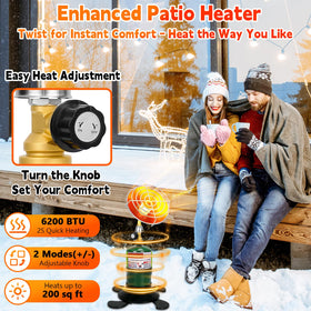 HEYDUOTON tent heater keeps campers cozy on camping nights.