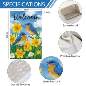 Heyfibro vibrant spring daffodils and birds flag enhances curb appeal