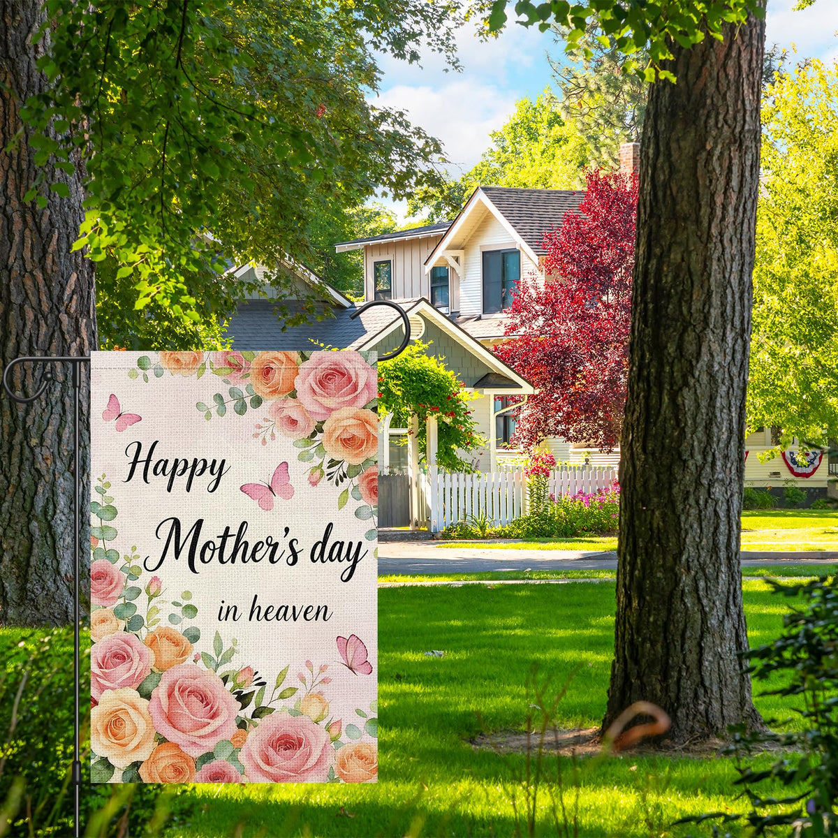 Heyfibro memorial flag makes a thoughtful sympathy gift for Mother's Day.