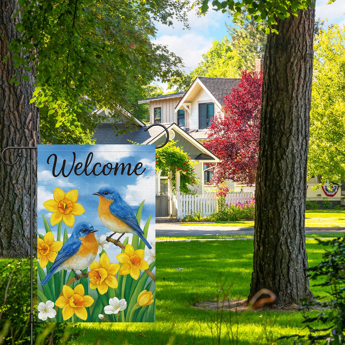 Heyfibro spring garden flag with 2-inch sleeve fits standard flag poles