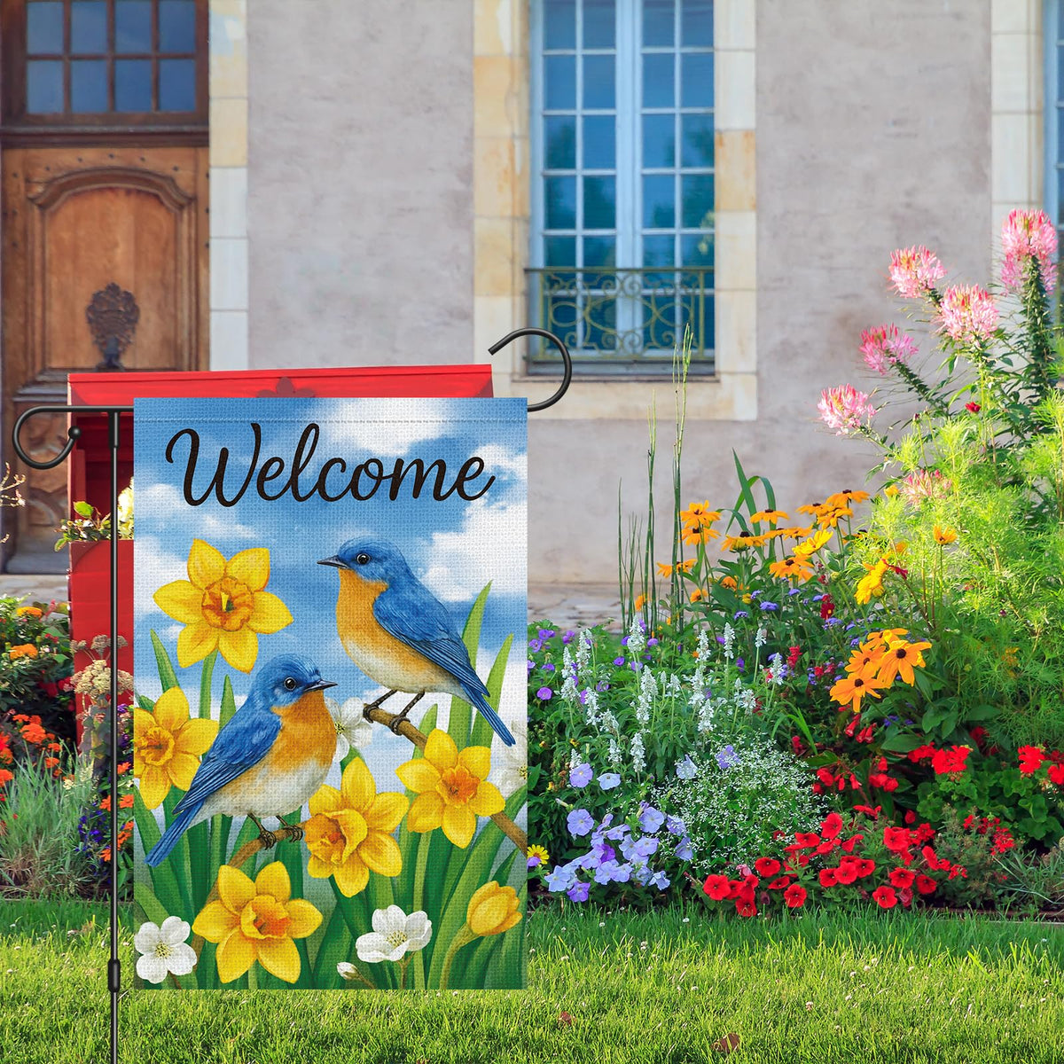 Heyfibro welcome spring flag suitable for Easter and spring gatherings