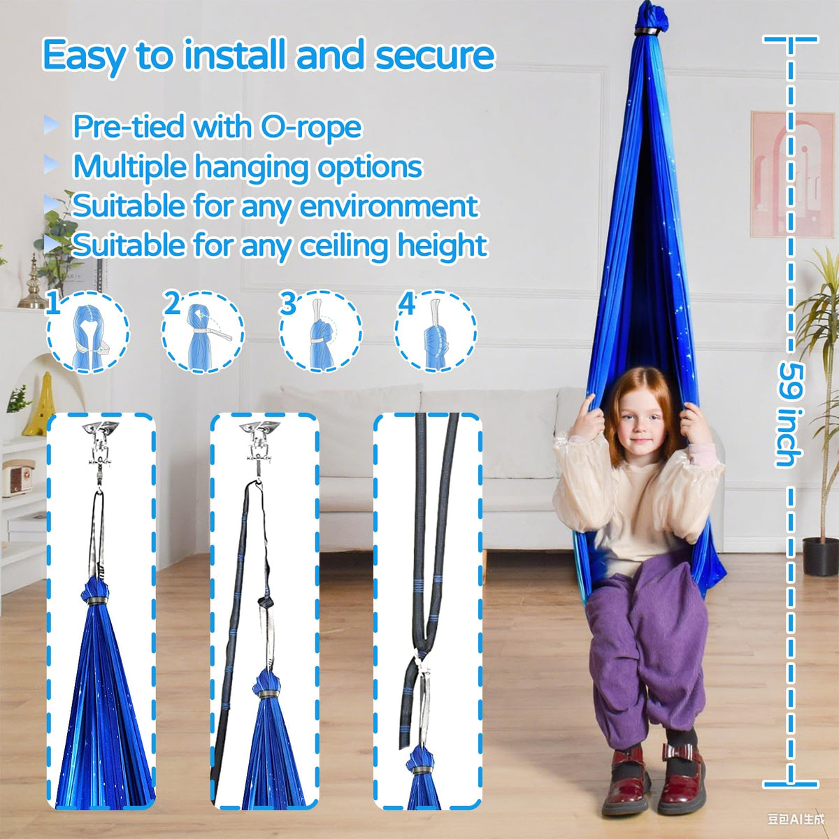 Heyfriday sensory swing aids calm play for autism and ADHD needs.