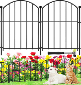 HEYRSUN arch metal garden fence 17in, decorative boundary for flower beds.