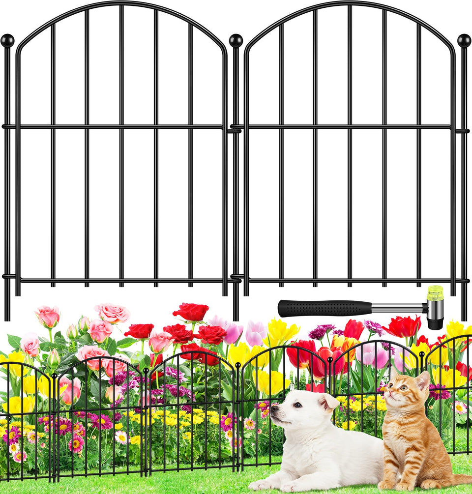 HEYRSUN arch metal garden fence 17in, decorative boundary for flower beds.